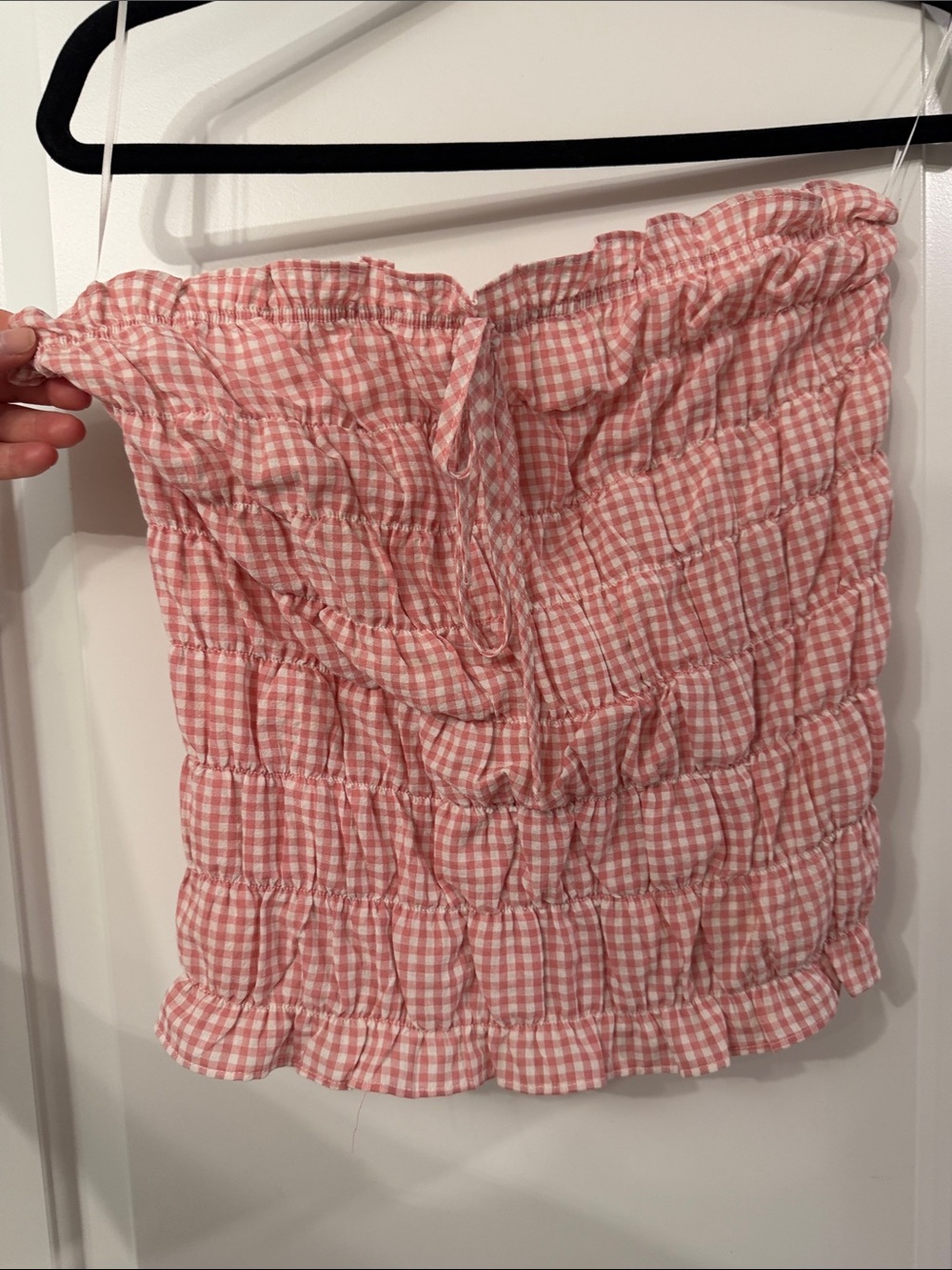 Princess Polly Pink Gingham Strapless Top
